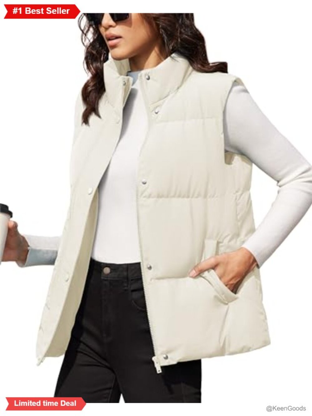 Oversized Duck Down Puffer Vest Sleeveless Zip Winter Coat